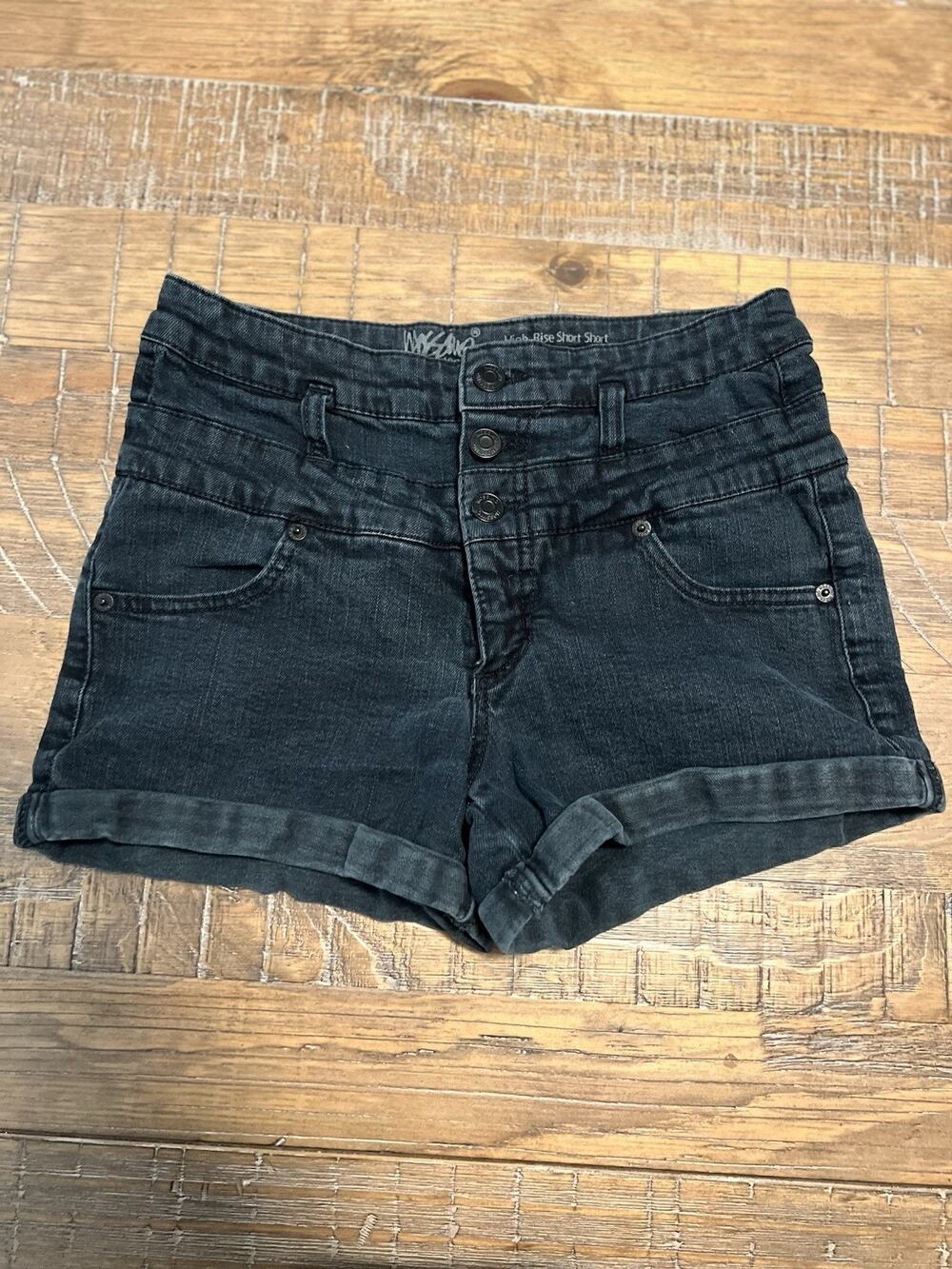 Mossimo Women’s Button Fly High Rise Denim Short Shorts Size 6/28 Dark Wash Jean